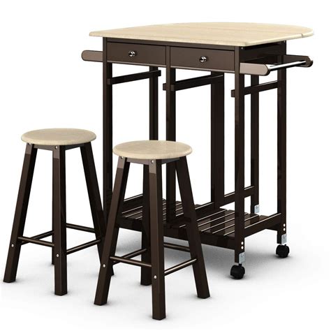 Buy Giantex Kitchen Island Cart Drop Leaf Dining Table With 2 Round