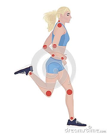 Joint Pain From Infected Or Injury Female Body Cartoon Vector