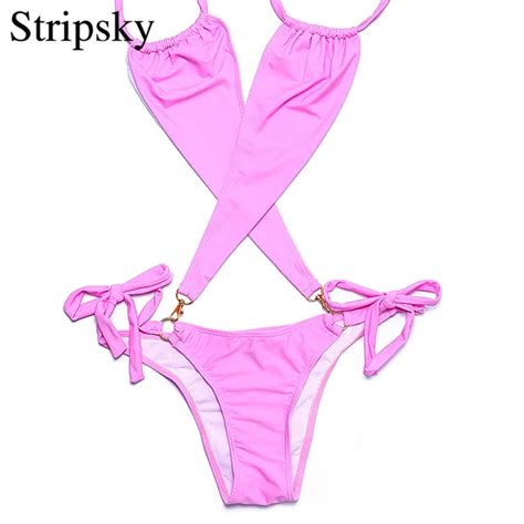 Stripsky Sexy Women One Piece Swimsuit Brazilian New Style Swimwear Summer Beachwear Halter Lady