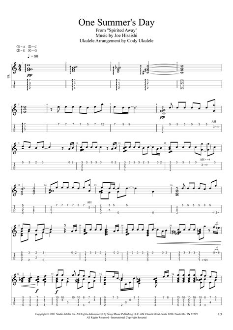 One Summer S Day Arr Cody Ukulele By Joe Hisaishi Sheet Music For