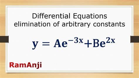 Differential Equations Eliminating Arbitrary Constant To Find Differential Equation Example 2