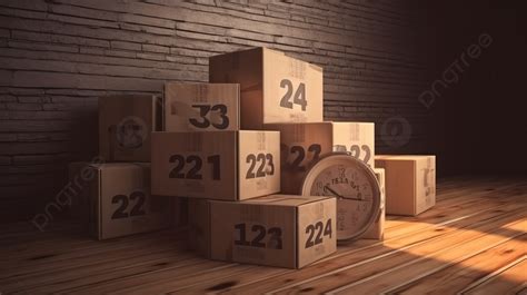 Stacked Cardboard Boxes With Twenty Three Numbers On One Side