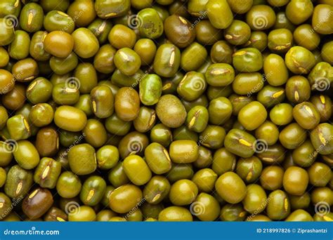 Micro Close Up Of Organic Green Gram Vigna Radiata Or Whole Green Moong