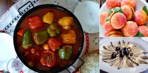 Four Pictures With Different Types Of Food In Them