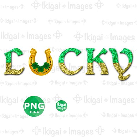 Lucky Png Glitter Clipart Word Art Sublimation Design Gold Etsy