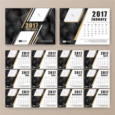 Plantilla De Calendario Con Formas Poligonales Vector Gratis