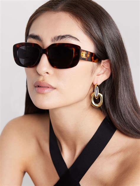 Celine Eyewear Triomphe Rectangular Frame Tortoiseshell Acetate