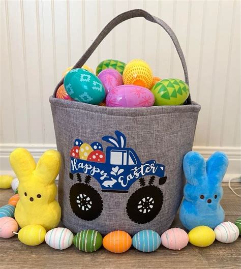 Gray Or Brown Monster Truck Easter Basket Personalized Easter Basket