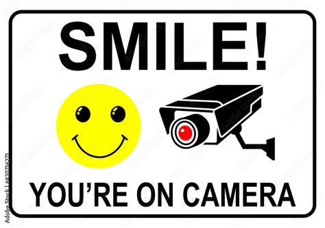 Smile Youre On Camera White Sign Stock Vector Adobe Stock