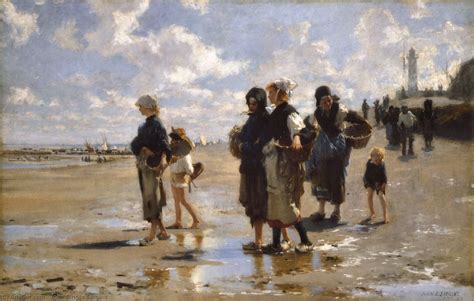 Gravura De Qualidade De Museu Os Coletores Oyster De Cancale 1878 Por