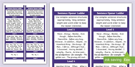 Sentence Opener Ladders Teacher Made