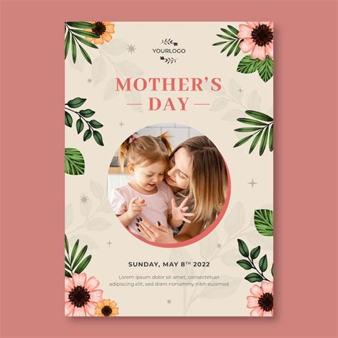 Free Vector Watercolor Mother S Day Vertical Poster Template