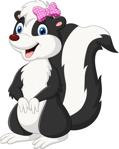 Cartoon Cute Skunk Girl On White Premium Vector