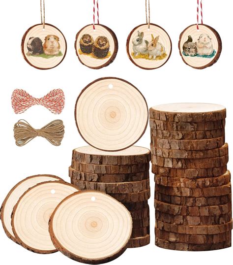 Amazon Fezzia Natural Wood Slices Pcs Pre Drilled Unfinished