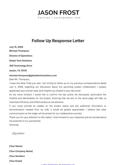 Free Follow Up Letter Templates And Examples Edit Online And Download