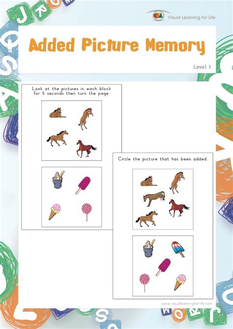 Visual Memory Activities Worksheets