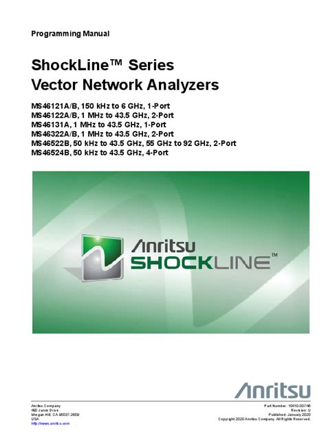 Anritsu MS46122B ShockLine Series Vector Network Analyzers Verification