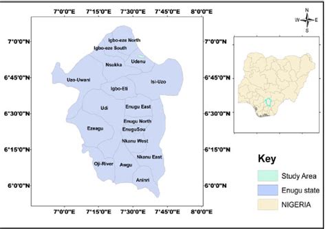 Map Of Nigeria And Enugu State Showing Location Of Experimental