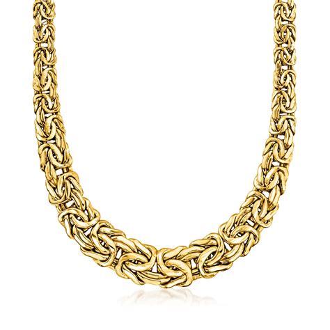 18kt Gold Over Sterling Graduated Byzantine Necklace Ross Simons