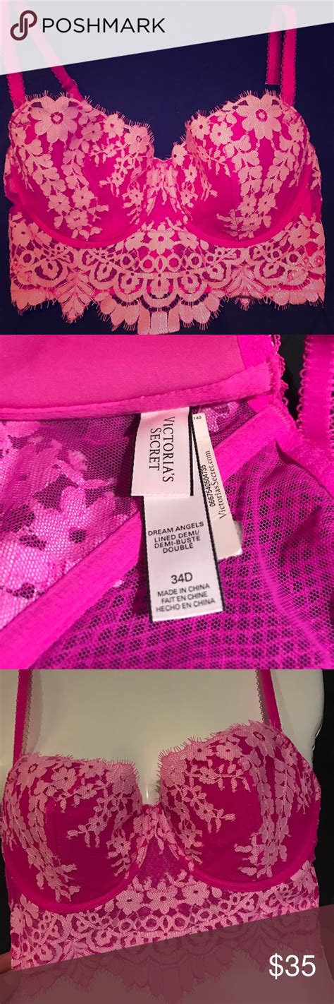 Victoria Secret Dream Angels Lined Demi 34d Pink Lace Fashion Pink