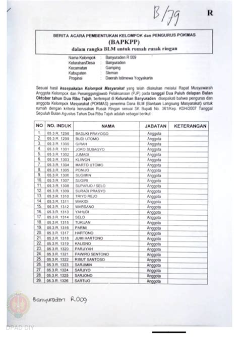 Checklist Kelengkapan Dokumen Untuk Pencairan Dana Rehabilitasi Dan