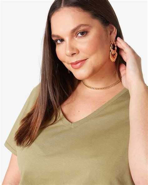 Riachuelo Blusa Plus Size Feminina Ampla Manga Curta Verde Musgo