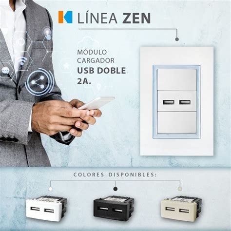 Modulo Cargador Usb Doble Blanco Kalop 2a 220v GADE ELECTRICIDAD