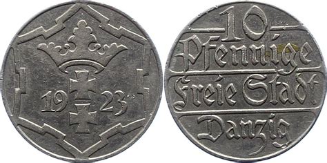 Danzig 10 Pfennig 1923 Sehr schön MA Shops