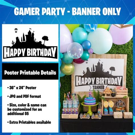 Gamer Birthday Party Printables Banner Only By Seaway Studio Catch