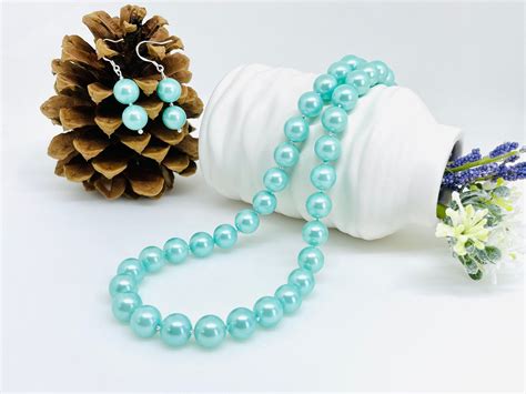 South Sea Shell Pearl Necklace Aqua Blue Kreative Kreations