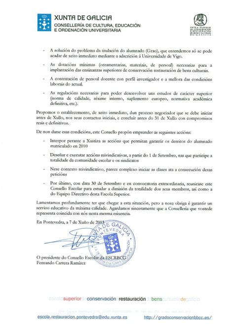 Carta Del Consello Escolar De La Escrbcg Pdf