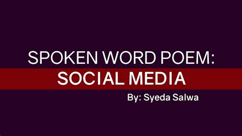 Harms Of Social Media Spoken Word Poetry With Subtitle Youtube