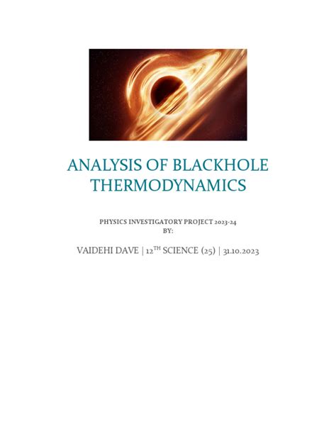 Analysis of Blackhole Thermodynamics-1 | Download Free PDF | Black Hole ...