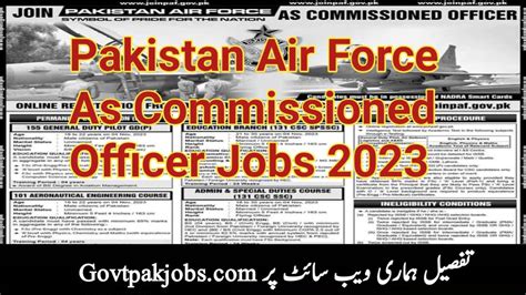 Join Pakistan Air Force As Commissioned Officer Jobs Join Paf