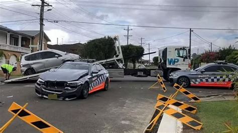 Police Car Crash Highway Patrol Car Smashes Into Silver Hatchback