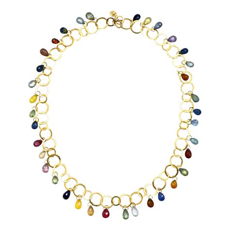 Multi Color Sapphires And Diamond Necklace For Sale At Stdibs