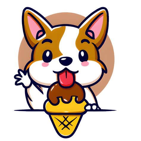 Funny Puppy Eating Ice Cream Kawaii Chibi · Creative Fabrica