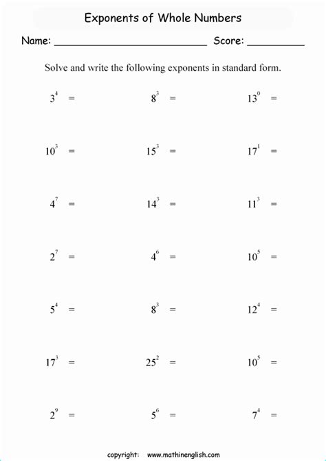 Exponents Worksheets 6th Grade Pdf Best Of Printable Primary Math Worksheet For Math Grades 1 To