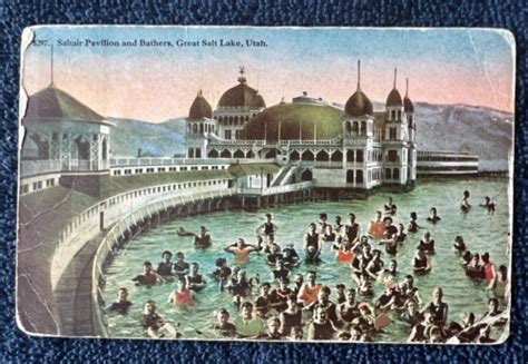 Postcard Saltair Pavilion And Bathers Great Salt Lake Utah Mailed