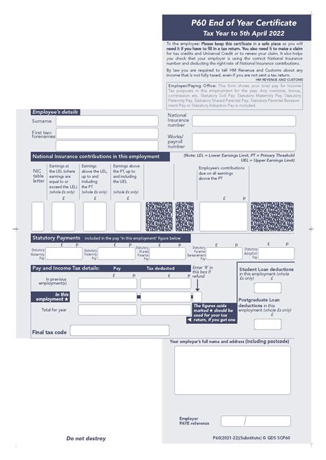 SAGE SELF SEAL P60 Year End Forms For Tax Year Ending April 2022