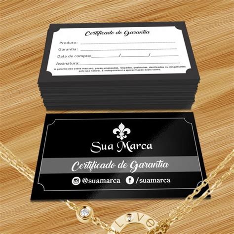 Certificado De Garantia Para Semijoias Bijoux Personalizado Semijoias