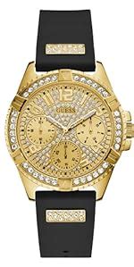 Guess Reloj Adornado Con Cristales De Mm Tono Dorado Ns Amazon