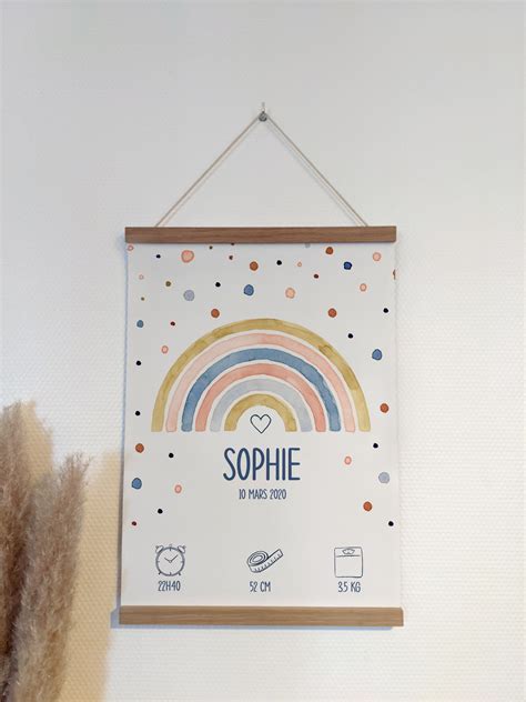 Oyka Affiche De Naissance Personnalisable Arc En Ciel