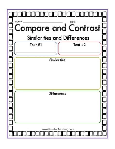 Compare And Contrast Worksheets Rd Grade