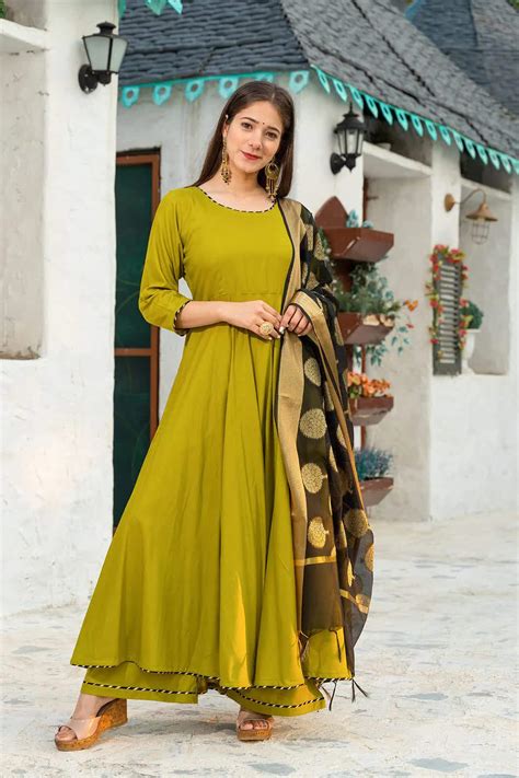 Dark Green Suit With Golden Dupatta Atelier Yuwa Ciao Jp