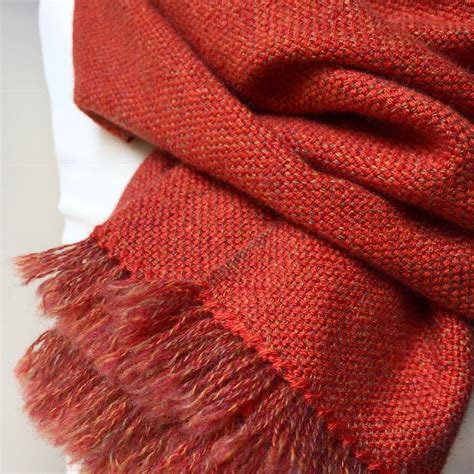 Burnt Orange Hand Woven Scarf Pure Cashmere Shawl Etsy Australia