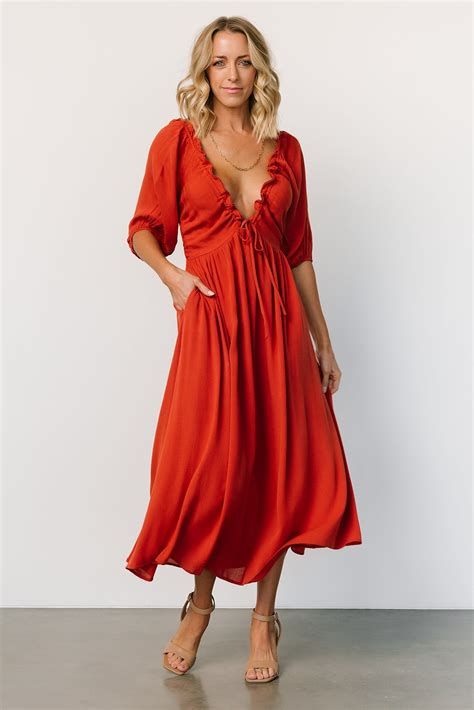 Vicki Midi Dress Rust Baltic Born