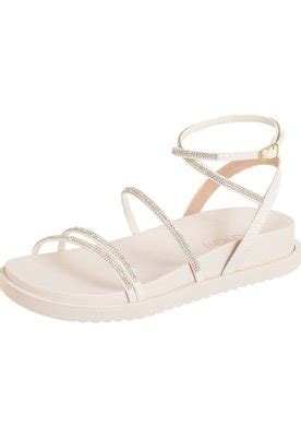 Sand Lia Gigil Papete Flat Strass Brilho Off White Compre Agora