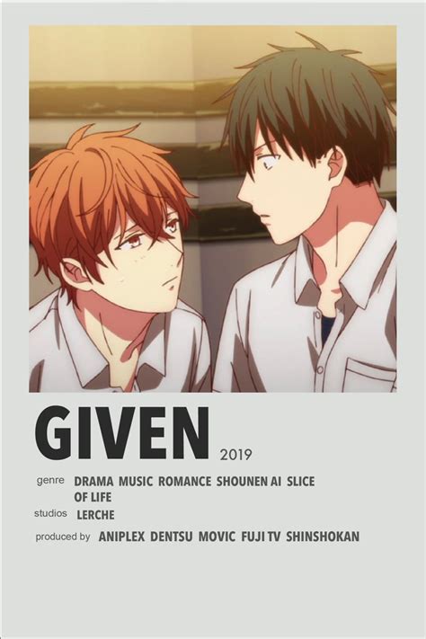 Given Anime Poster Anime Canvas Anime Printables Minimalist Poster