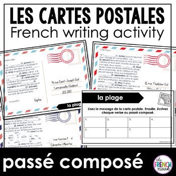 French passé composé post card writing activity | FSL worksheets